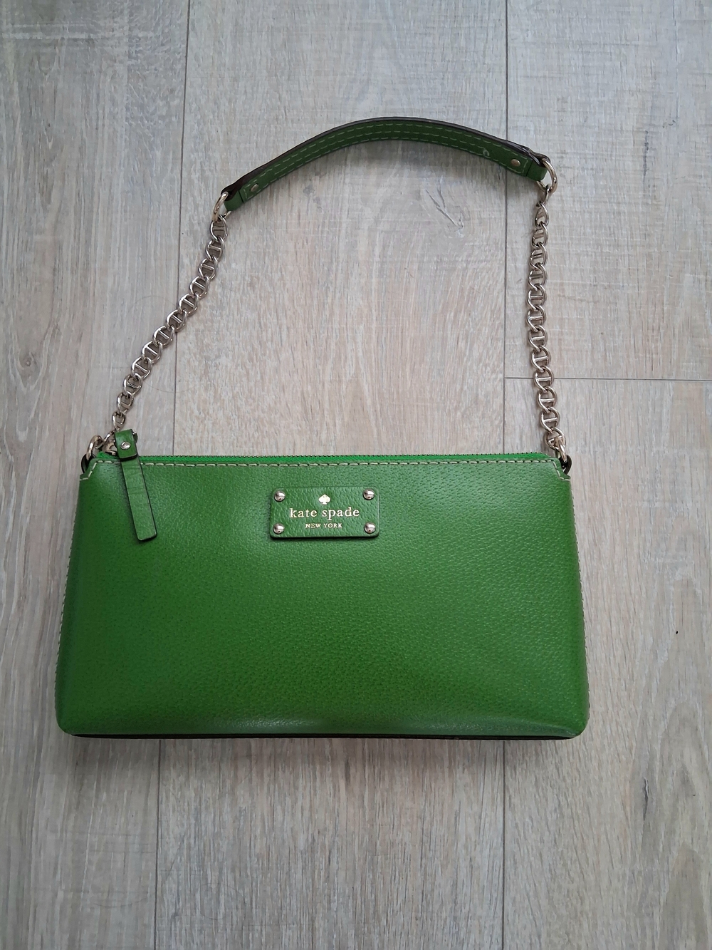 Kate Spade Welesley Green Leather Chain-Handle Shoulder Bag